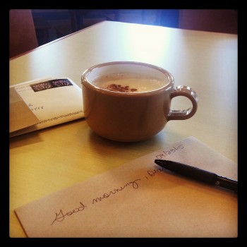 Writing Letters in a Cafe